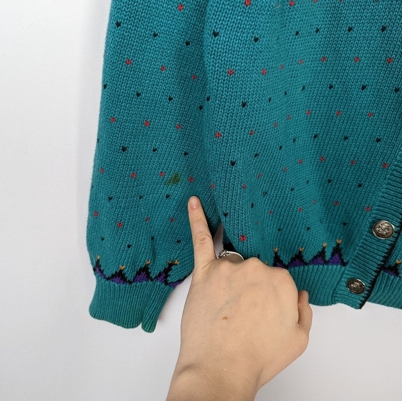 Woolrich sz.M Vintage 90s Grandma Cardigan Sweater Button Up Fair Isle Nordic - Picture 13 of 13
